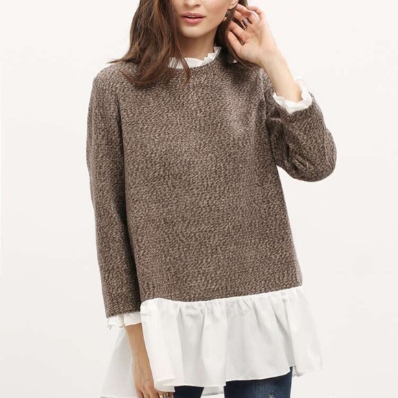 Small brown high neck boho ruffle sweater - Picture 5 of 8